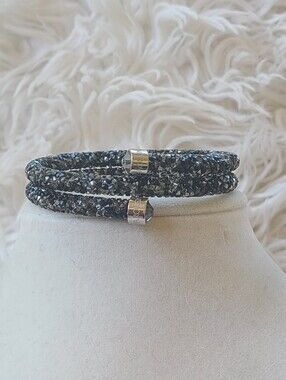 Swarovski Crystadust Black Crystal Double Wrap Bracelet- Excellent Condition